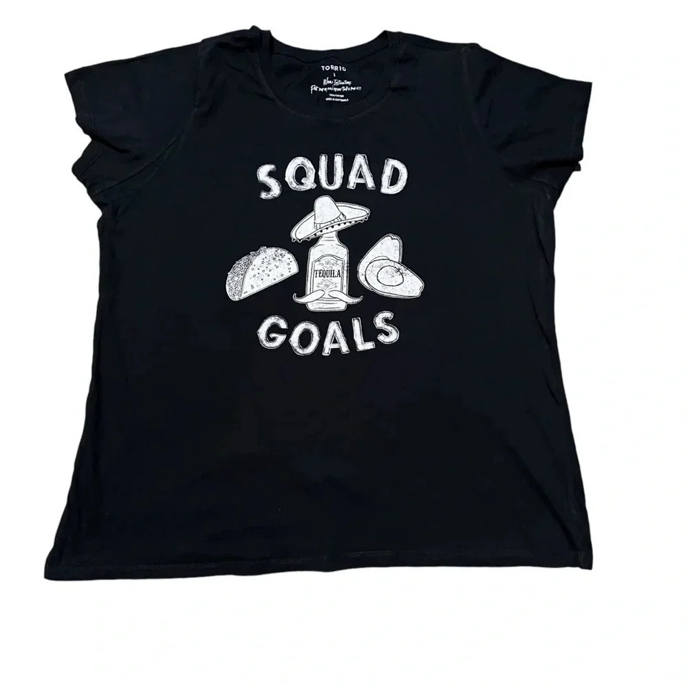 Torrid Squad Goals Black Size 3 Shirt - Taco, Tequila, Avocado, Sombrero